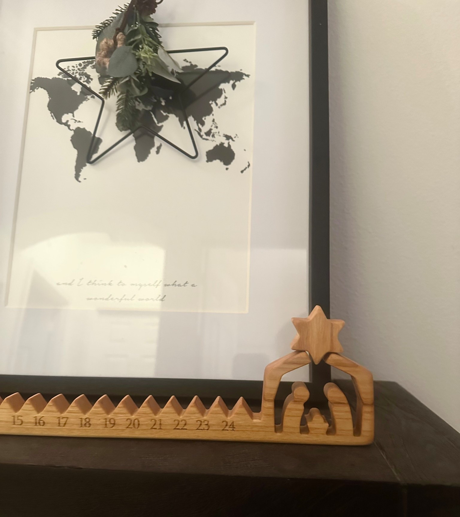 Our advent calendar countdown is one of our favorite Christmas decorations. 

We found it from an adorable shop on Etsy, and there’s also an Angel, sheep, and other small wooden figures which would make for an interactive advent for kids, if that’s of interest :) 

#LTKHome #LTKHoliday #LTKSeasonal