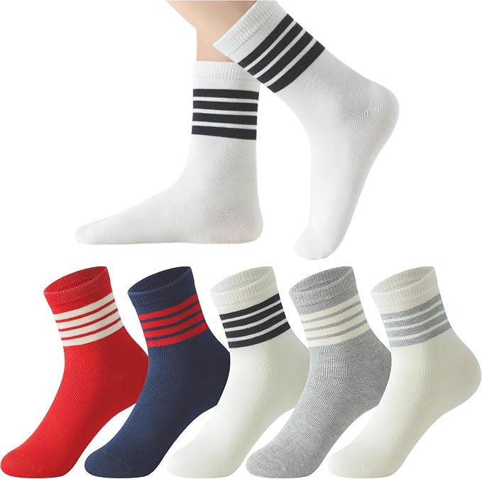 Unisex Kids Athletic Crew Socks Boys Girls Cotton Soft School Sock Baby Toddler Basic Dress Sock ... | Amazon (US)