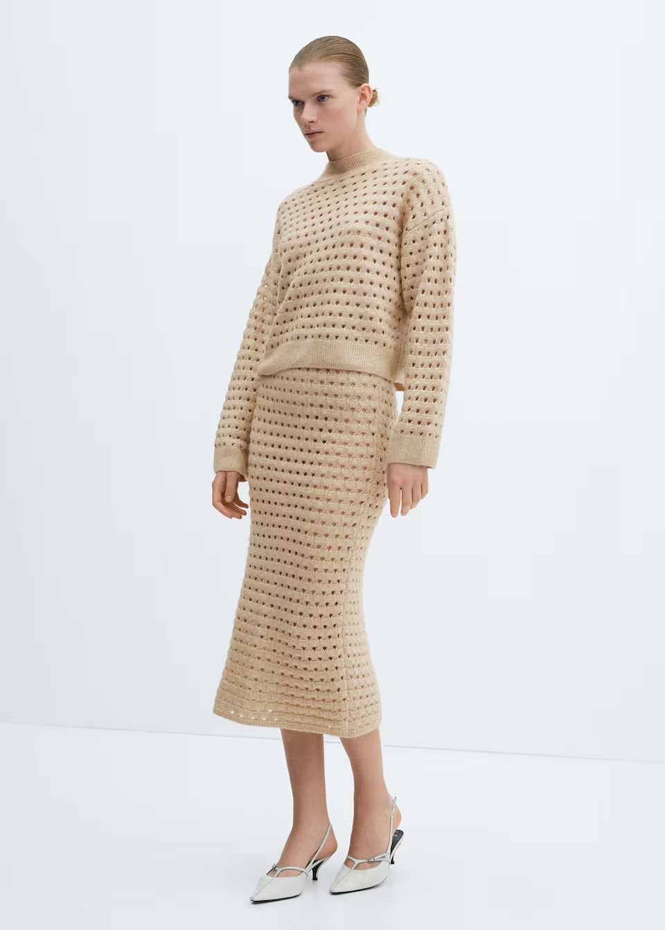 Knitted skirt with openwork details -  Women | Mango USA | MANGO (US)