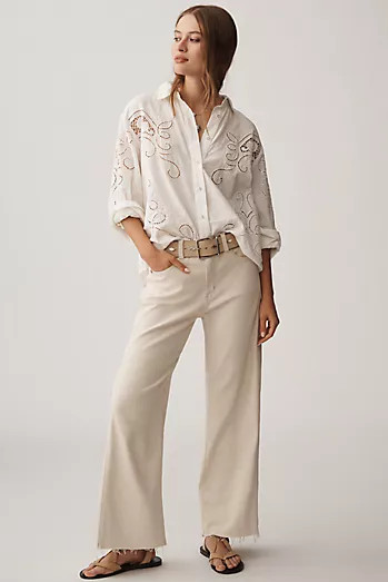 AG Saige Corduroy High-Rise Wide-Leg Crop Jeans | Anthropologie (US)