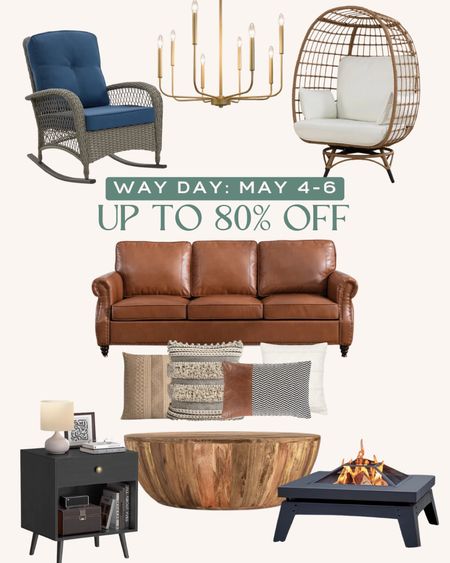 Way Day is HERE! Save up to 80% on hime essentials: here are my picks (most I own and love!). Blue padded outdoor rocking chair, gold chandelier for dining room, egg chair (the best!!!), brown cognac sofa, brown and black textured throw decorative pillows, black nightstand with drawer, marbled brown round circle coffee table, outdoor fire pit #LTKxWayDay

#LTKhome