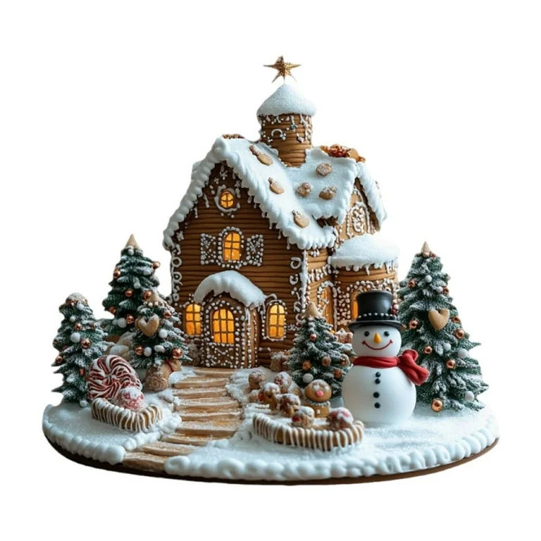 Christmas Tabletop Decor, Snowman Gingerbread House Decoration for Indoor, Xmas Desktop Decor for... | Walmart (US)