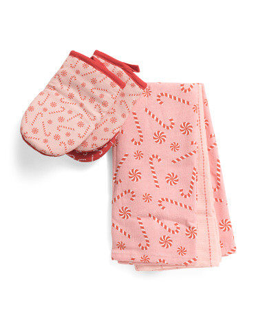 Candy Toss Oven Mitts And Kitchen Towel Set | TJ Maxx
