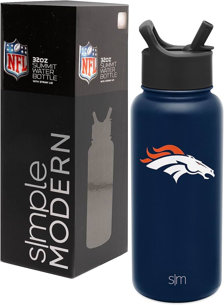 Simple Modern Officially Licensed NFL Denver Broncos Water Bottle with Straw Lid | Vacuum Insulat... | Amazon (US)