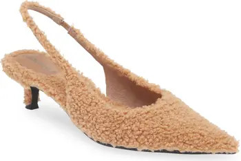 Persona Faux Shearling Pointed Toe Slingback Pump (Women) | Nordstrom