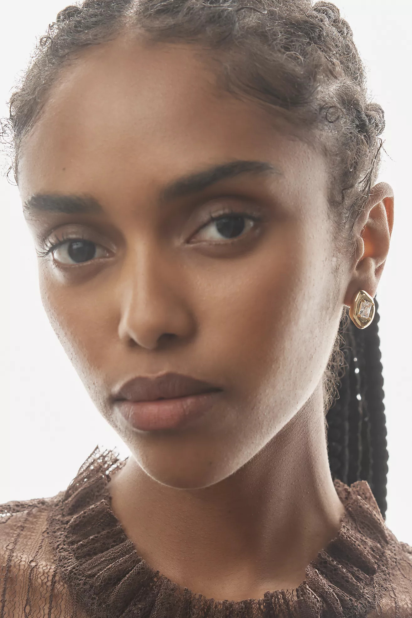 Crystal-Inset Bean Post Earrings | Anthropologie (US)