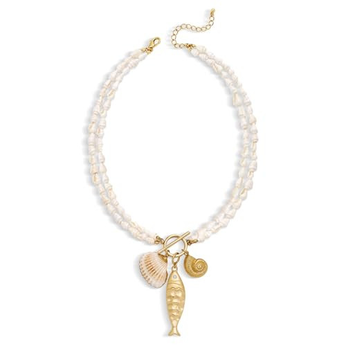 HolidayQbee Fish Necklace for Women Chunky Beach Seashell Fish Pendant Necklace Summer Boho Fish Charm Layered Necklace Fashion Trendy Toggle Necklaces Jewelry Gifts | Amazon (US)