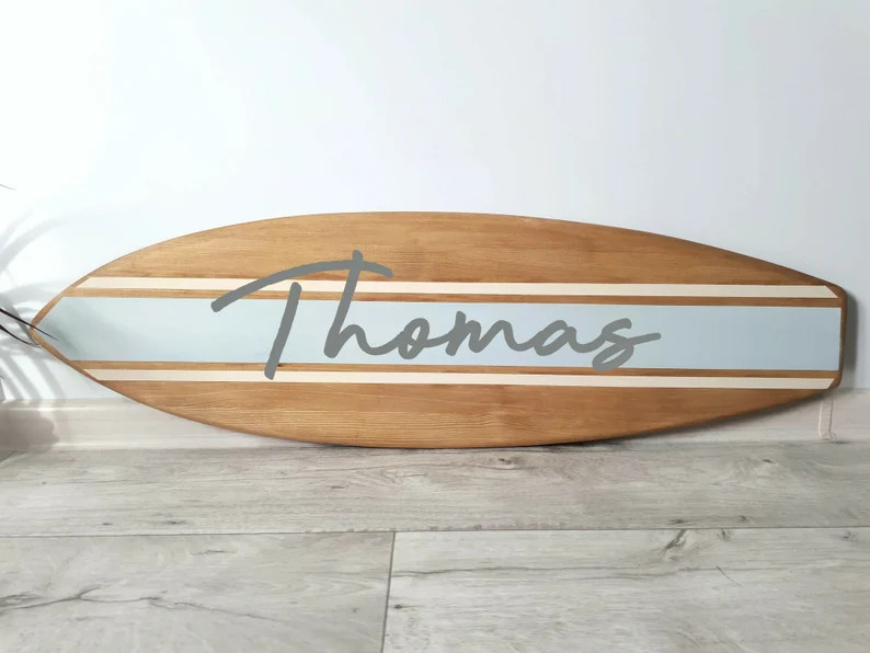 Surfboard decor wall art personalized surf sign wooden surf board 3 feet | Etsy (US)