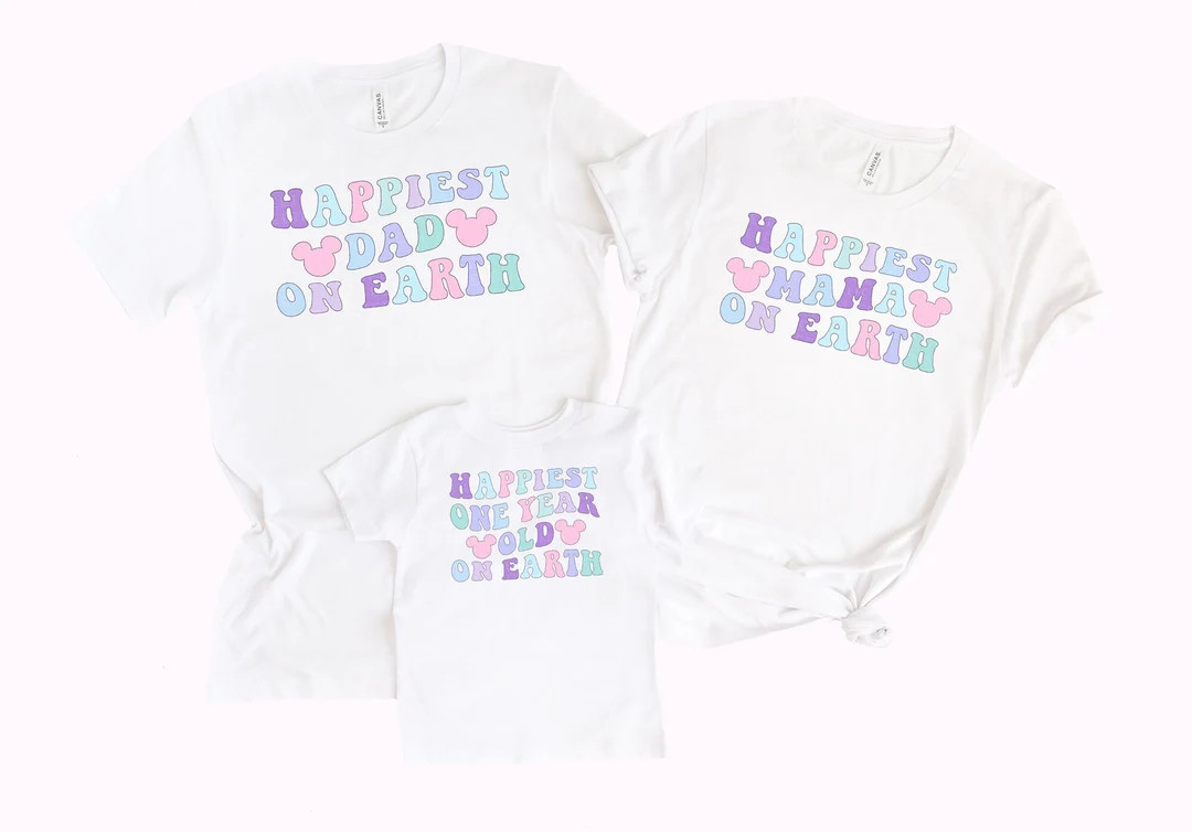 Happiest One Year Old on Earth Shirt 1st Birthday Tee Cute Pastel Mouse Ears First Birthday Retro... | Etsy (US)