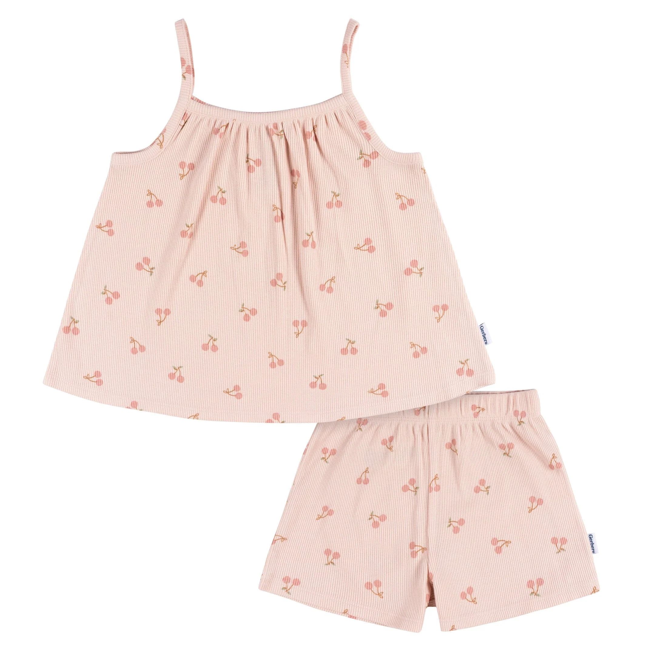 2-Piece Infant and Toddler Girls Blush Cherries Tank Top & Shorts Set | Gerber Childrenswear