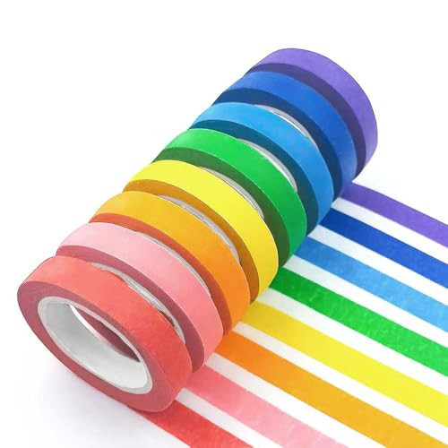 UMETDO 8PCS Colored Masking Tape - Painters Tape, Rainbow Colors Rolls, Kids Art Supplies, Great for Crafts, Labeling, DIY Decorative, 1/2 Inch Masking Tape- Tiny Size | Amazon (US)