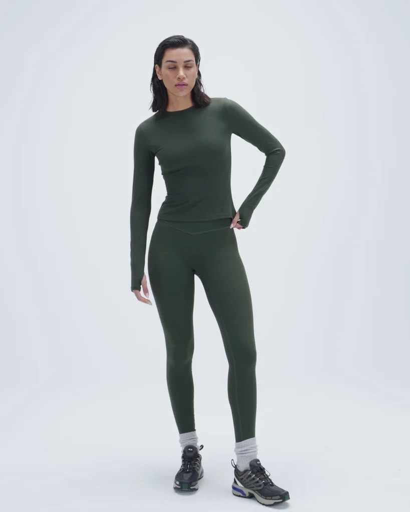 Long Sleeve Longline Top - Dark Olive | Adanola UK