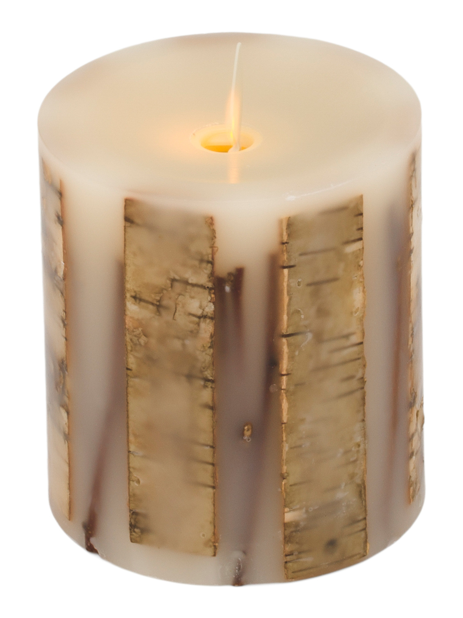 3.5x4.5 Recessed Unscented Led Pillar Candle With Embedded Birch Twigs | Candles | Marshalls | Marshalls