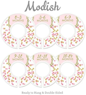 Modish Labels Baby Nursery Closet Dividers, Closet Organizers, Nursery Decor, Baby Girl, Pink, Go... | Amazon (US)