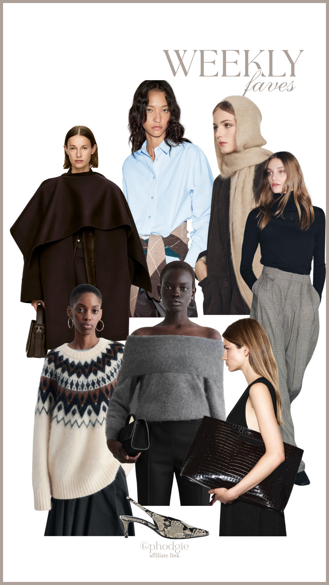 Weekly Faves, Off-the-Shoulder Merino Wool Jumper, Croc-Effect Leather Bag, 100% Cashmere Bandana Balaclava, Animal Print Heels, Check Trousers, Satin Wide-Leg Pants, Oversized Mohair Jumper, Cozy Knitwear, Autumn Fashion, Winter Wardrobe, Minimalist Style, Effortless Chic, COS, ZARA

 

#LTKstyletip #LTKautumn #LTKuk