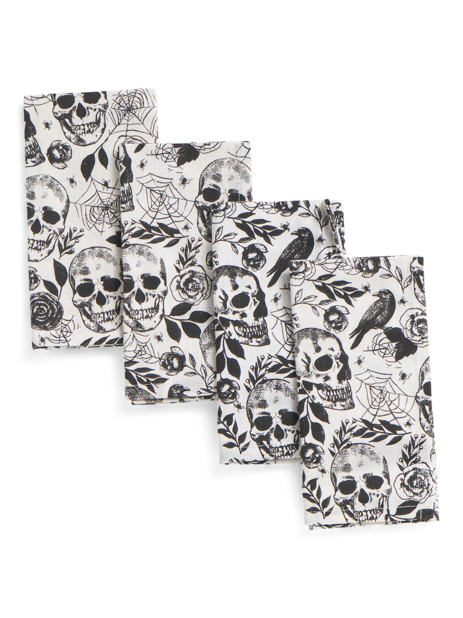 Set Of 4 Sketched Skulls Napkins | TJ Maxx