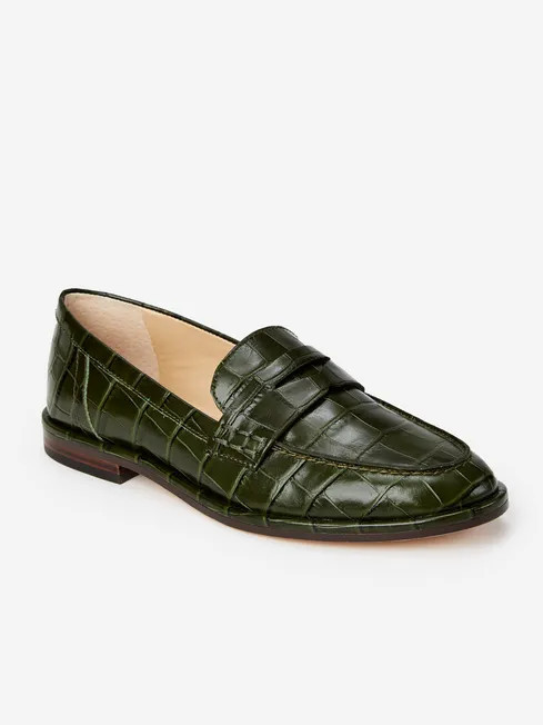Concetta Embossed Leather Loafers in Croc | J.McLaughlin