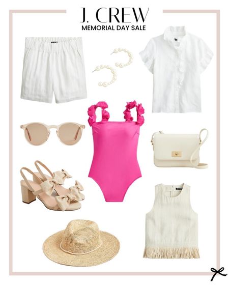J. Crew Memorial Day sale finds! I'm loving this pink swimsuit and gorgeous bow detail sandals! 

#LTKFind #LTKstyletip #LTKSeasonal