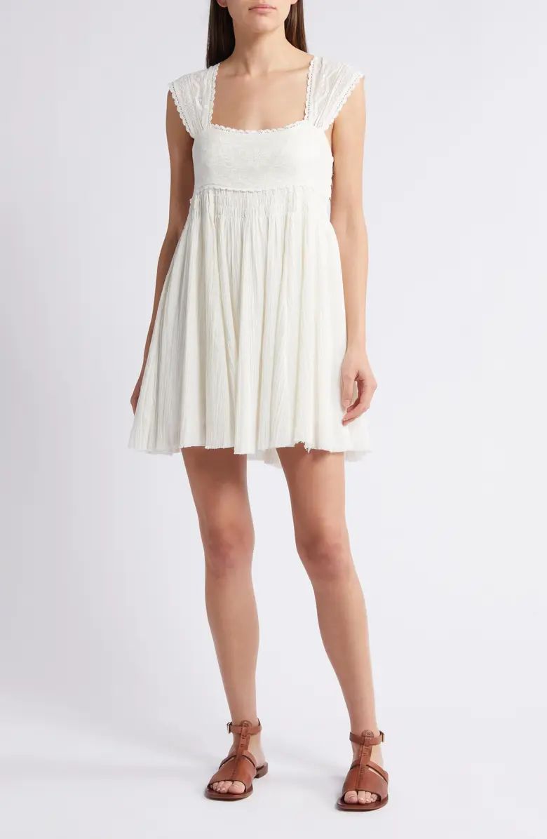 Free People Heartland Embroidered Bodice Cotton Minidress | Nordstrom | Nordstrom