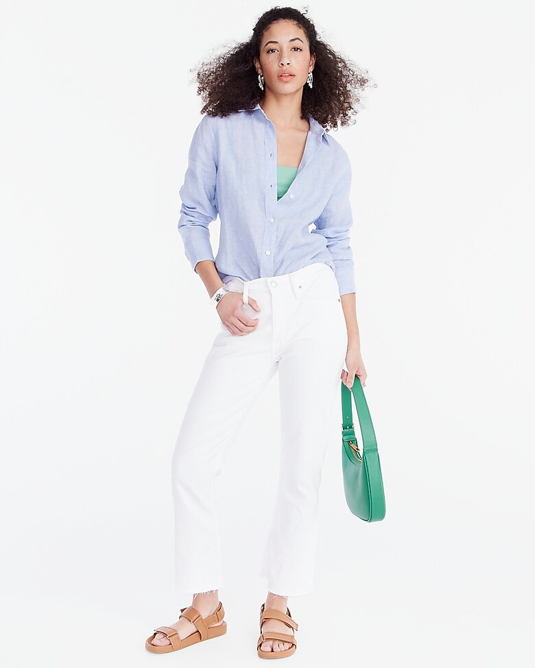 9" mid-rise demi-boot crop jean in white | J. Crew US