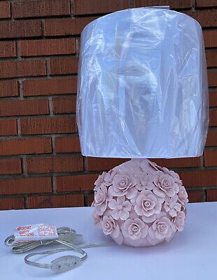 Ethan Allen Disney Ceramic Table Lamp Pink Flowers | eBay US
