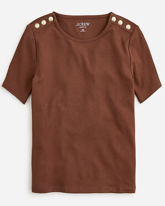 Perfect-fit elbow-sleeve T-shirt with buttons | J. Crew US