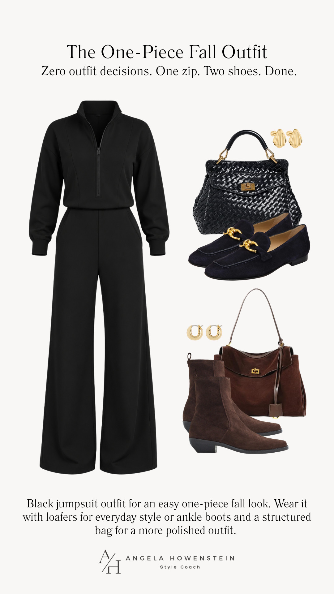 The easiest fall outfit formula: one black jumpsuit, then change the shoes and accessories depending on where you’re headed. Loafers keep it easy and casual, while ankle boots and a structured bag instantly dress it up. 🤎

👩‍💻 LTK PRO TIPS
❤️ Heart = Support my posts ;-)
🔖 Save = Get sale & restock alerts for the things you love!
📋 Lists = Keep favorites organized (List ideas: Christmas, Birthdays, and Vacations!)
📲 Share = Send lists and products to a friend (or your daughters like me).
💬 Comment = Ask me anything, and I’ll answer. ;-) 

 #LTKootd #LTKSeasonal #LTKOver40