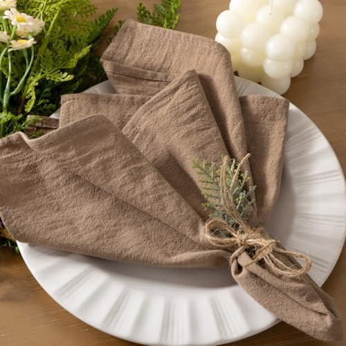 Socomi Cloth Napkins Nude Fall Thanksgiving Washable Reusable Bulk Linen Cotton Napkins Set of 6 ... | Amazon (US)