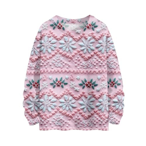 Snowflake Sweater Women Pink Snowflake Sweater Funny Christmas Shirts Cute Christmas Sweater Holiday Sweaters for Women 2024 Pink Christmas Sweater | Amazon (US)