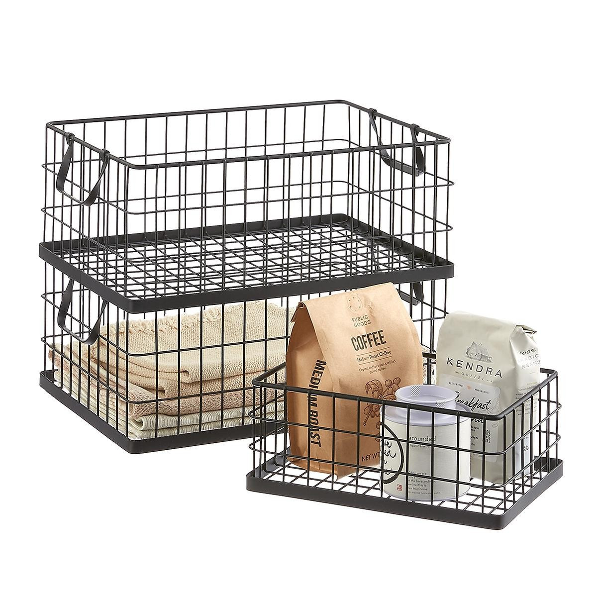 Large Stacking Wire Basket Black | The Container Store