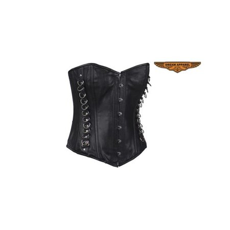 Womens Black Leather Corset with Pin Front Closure - Large | Walmart (US)