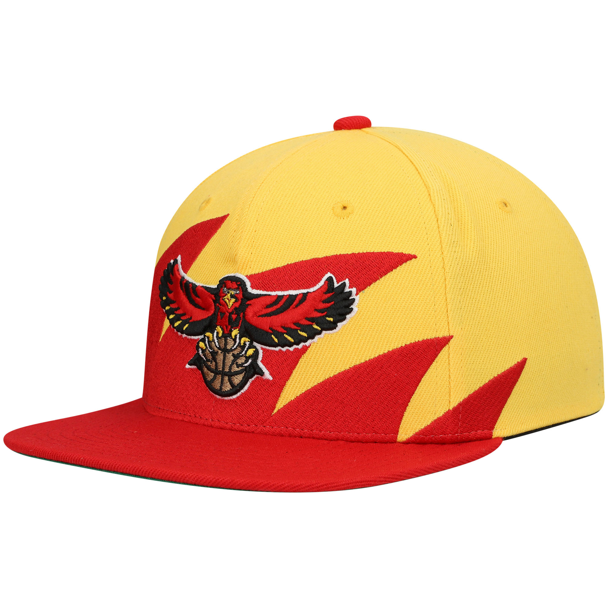 Men's Mitchell & Ness Yellow/Red Atlanta Hawks Hardwood Classics Sharktooth Snapback Hat | Fanatics