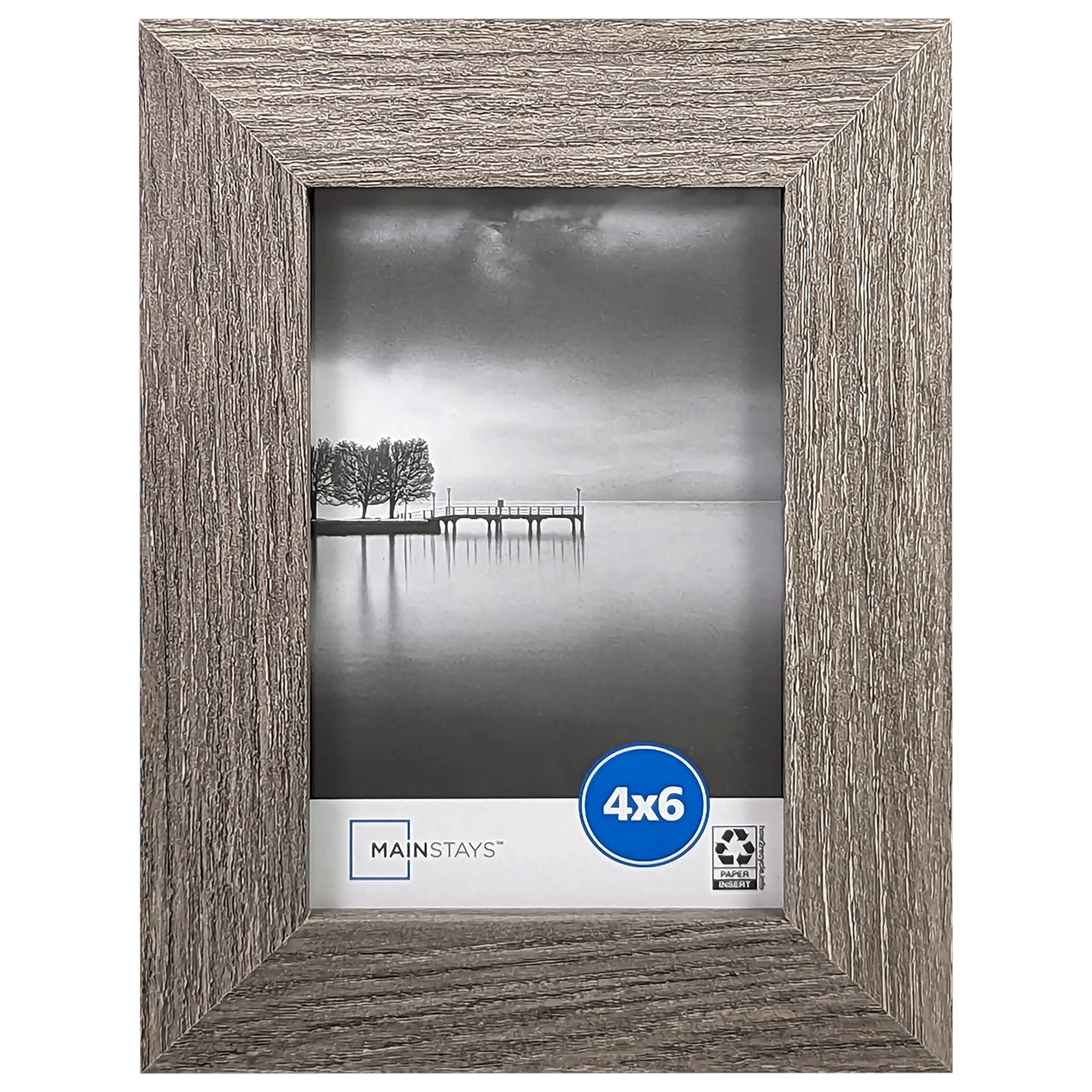 Mainstays 4x6 Wide Beveled Tabletop Picture Frame, Rustic Gray | Walmart (US)