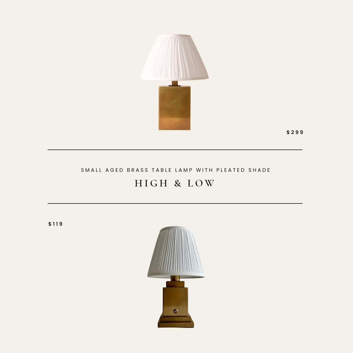 High / Low : Small Aged Brass Table Lamp with Pleated Shade 

 

#LTKHome
