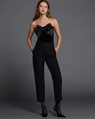 Strapless Satin Bow Velvet Bodysuit | Express