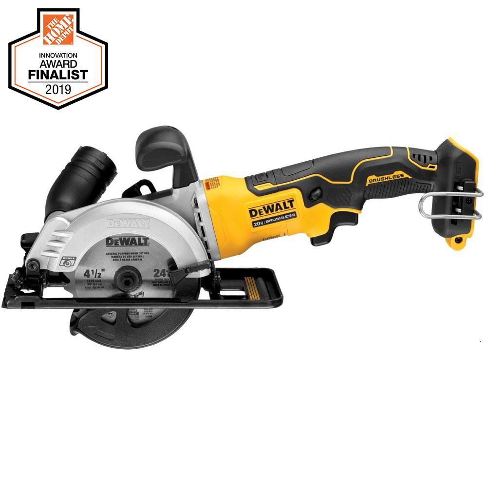 DEWALT ATOMIC 20-Volt MAX Cordless Brushless  4-1/2 in. Circular Saw (Tool-Only)-DCS571B - The Ho... | The Home Depot
