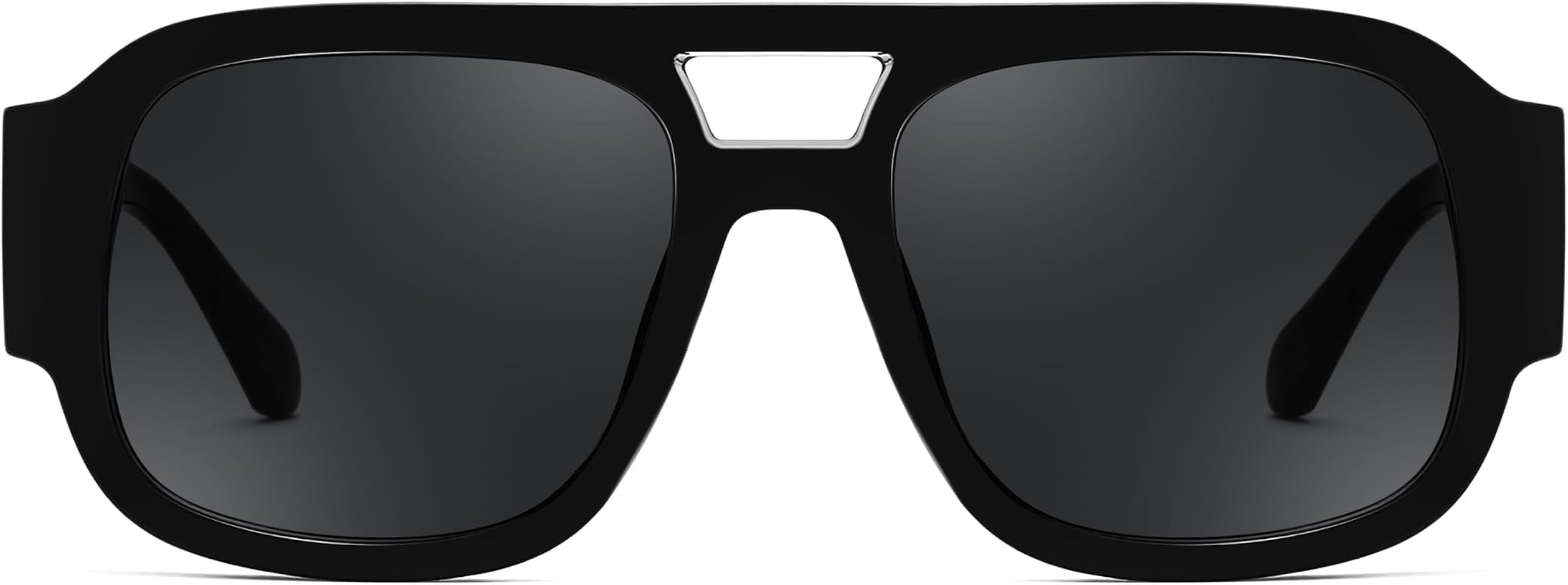 FEISEDY Retro Aviator Women's Sunglasses, Mens 70s Double Bridge Trendy Thick Frame Square Pilot ... | Amazon (US)