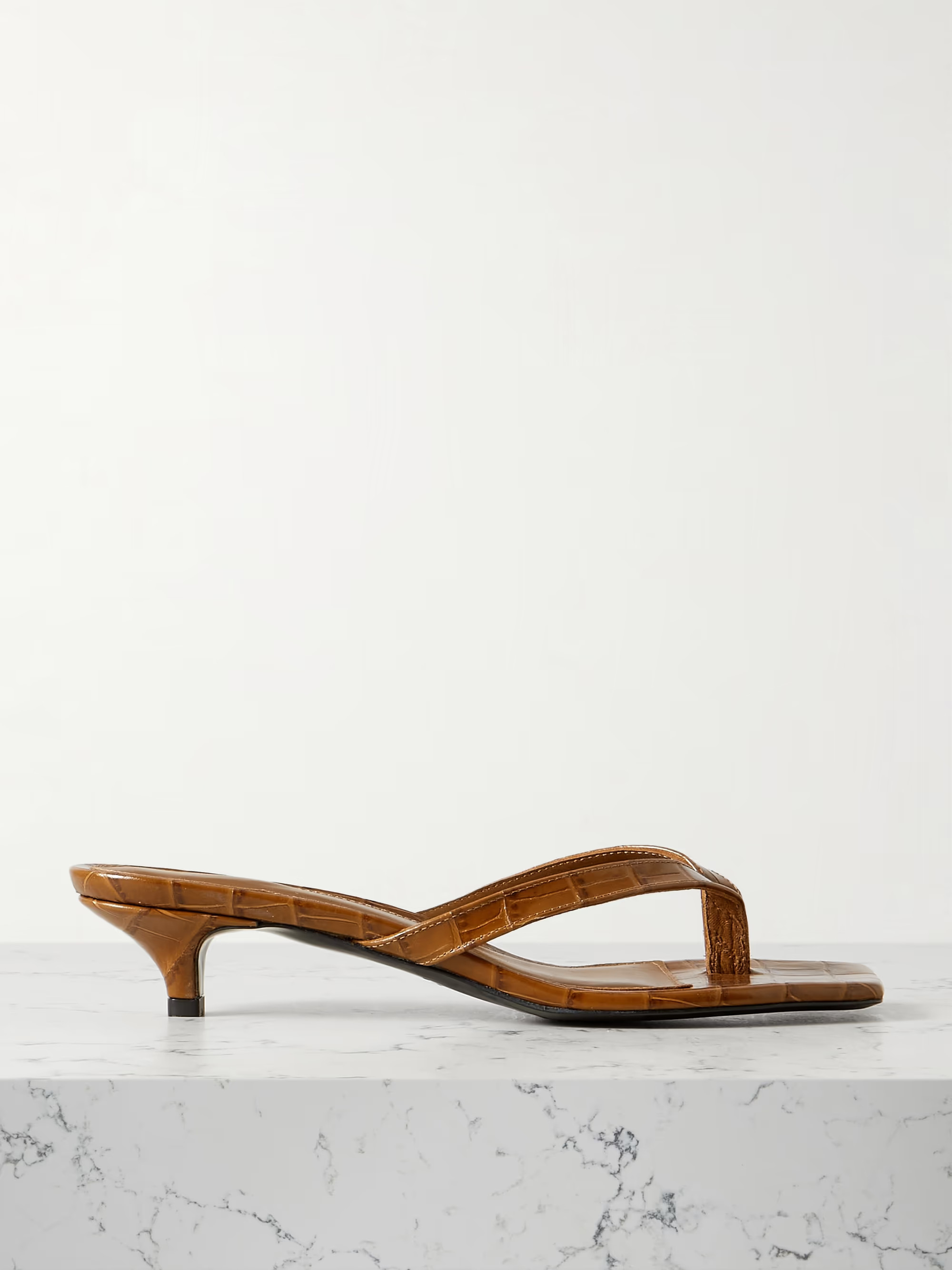 Croc-effect leather sandals | NET-A-PORTER (US)