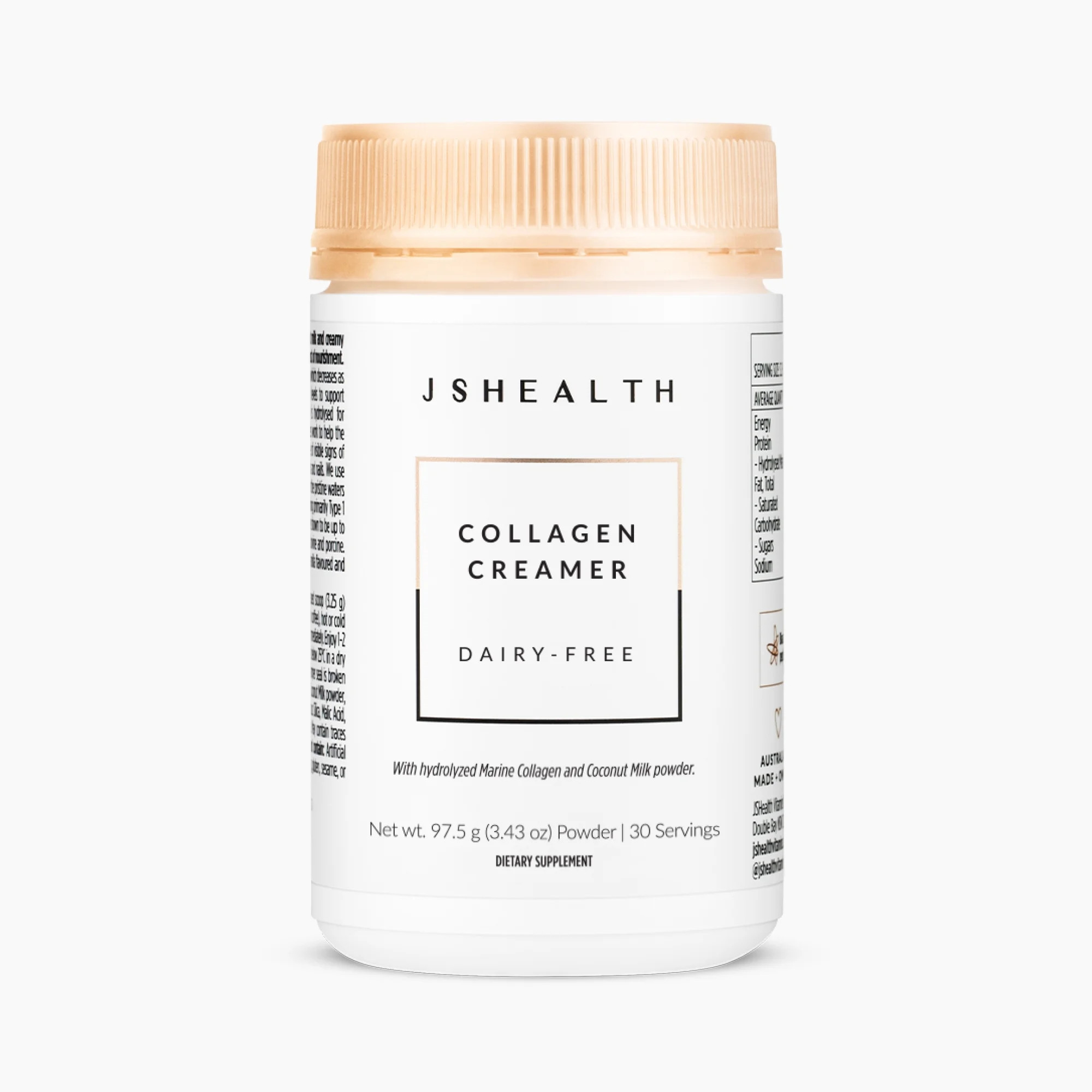 JSHealth Vanilla Dairy Free Healthy Coffee Creamer with Marine Collagen, 30 Servings | Walmart (US)