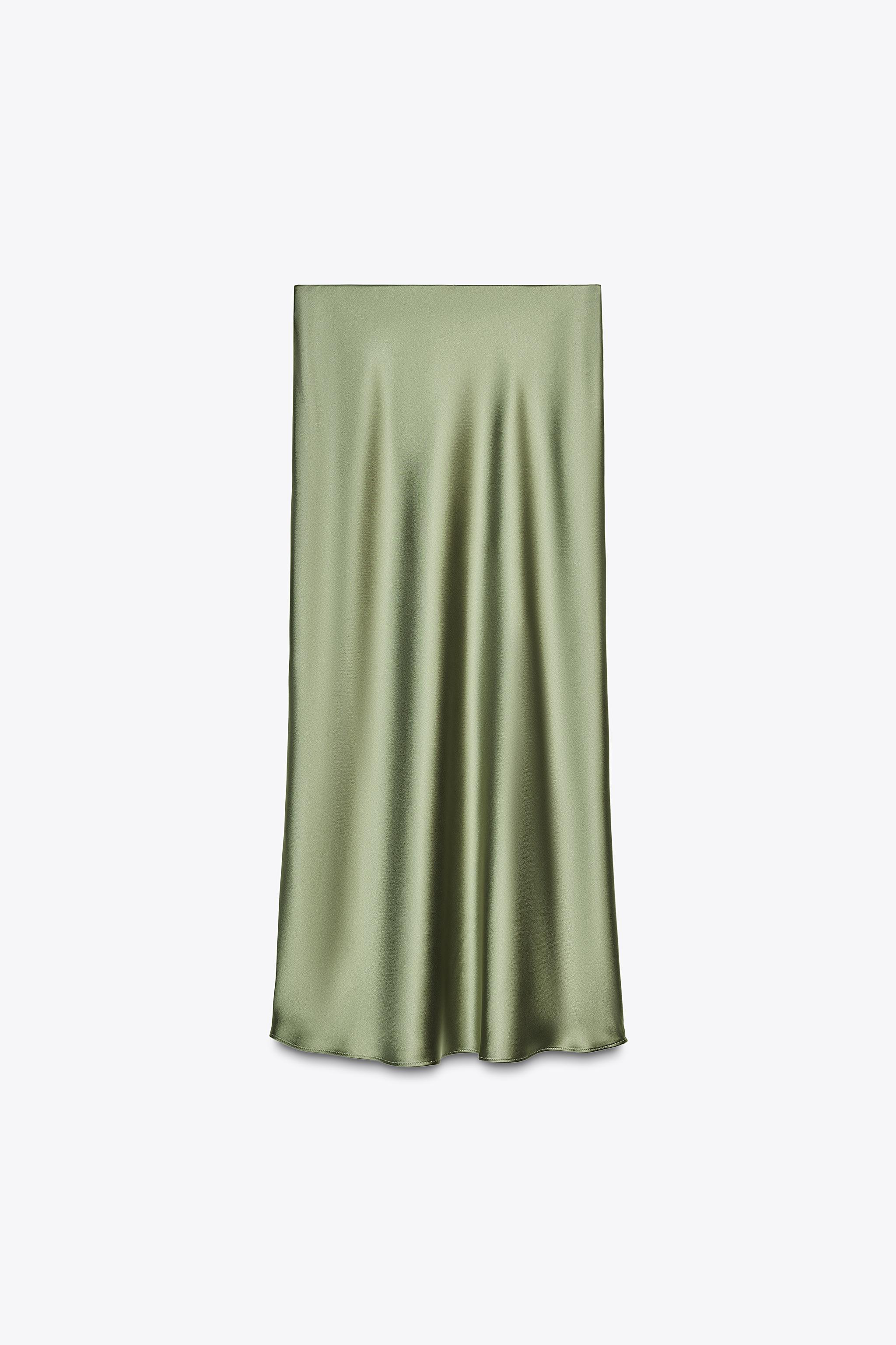 Midi skirt with elastic waistband. Satin fabric. | Zara US