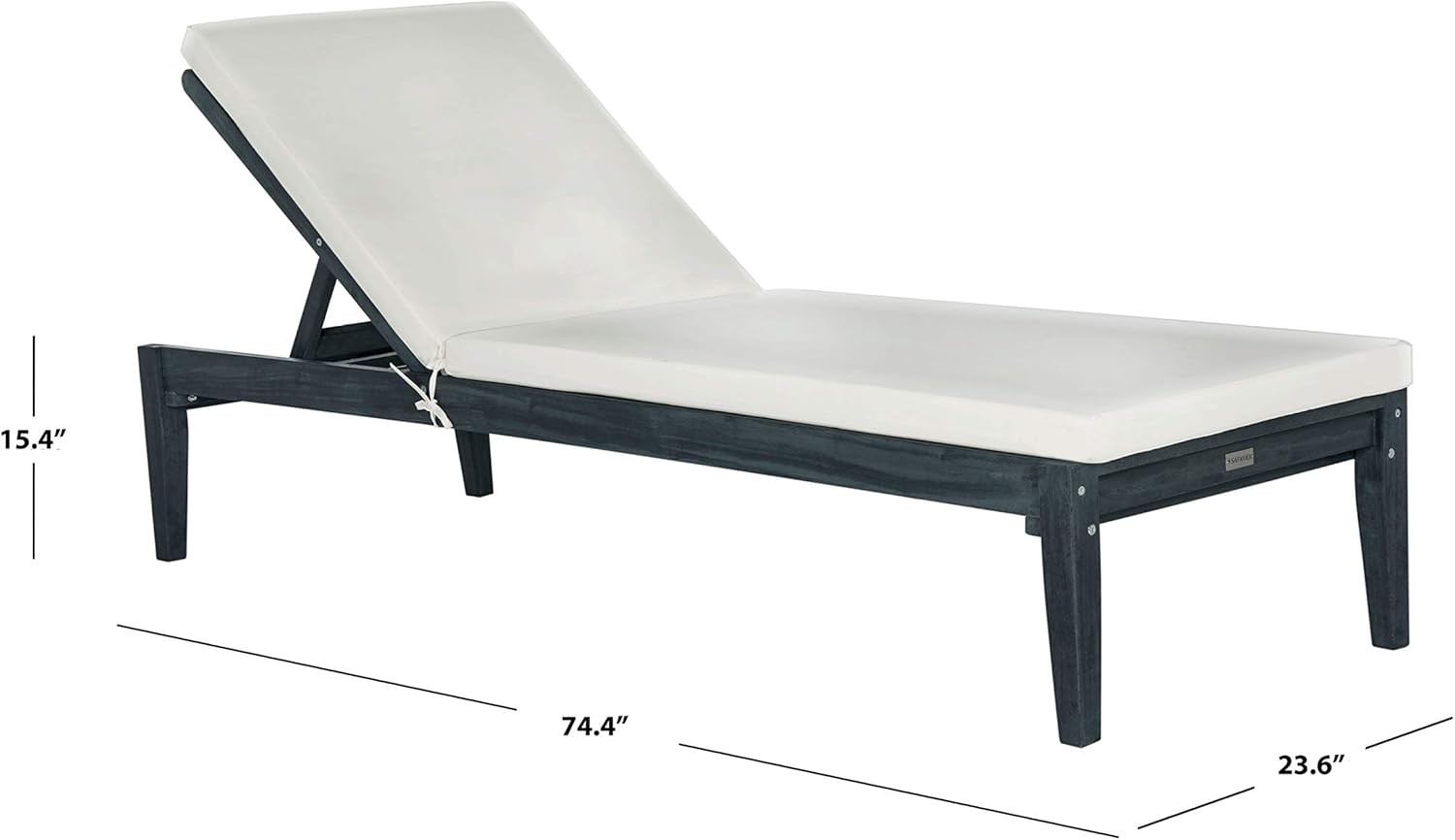 SAFAVIEH Outdoor Collection Arcata Dark Slate Grey Solid Wood/Beige Cushion Adjustable Chaise Lou... | Amazon (US)