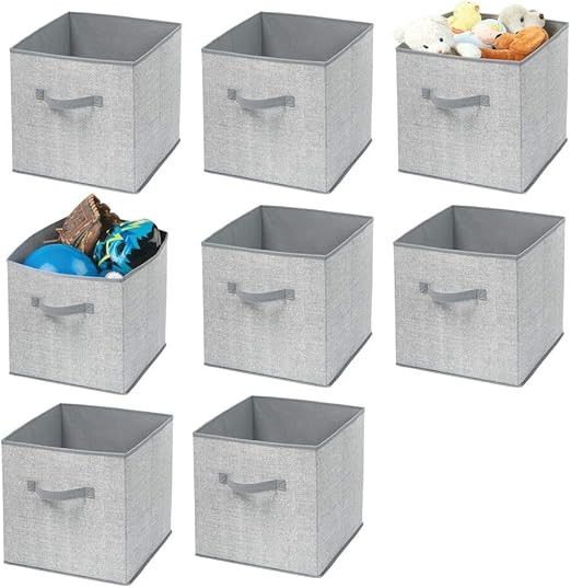 mDesign Soft Fabric Closet Storage Organizer Bin Box - Front Handle, for Cube Furniture Shelving ... | Amazon (US)