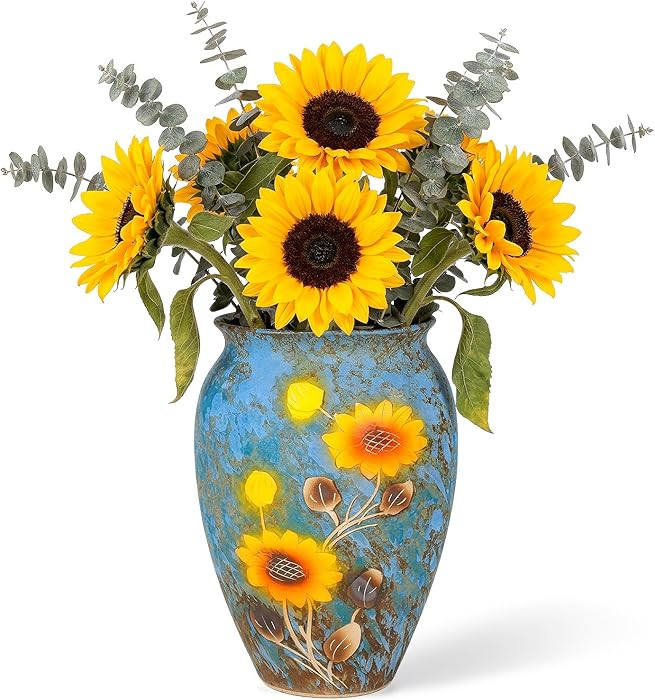 12 Inch Ceramic Flower Vase with Drainage Hole, Decorative Vase for Indoor & Outdoor Use, Availab... | Amazon (US)