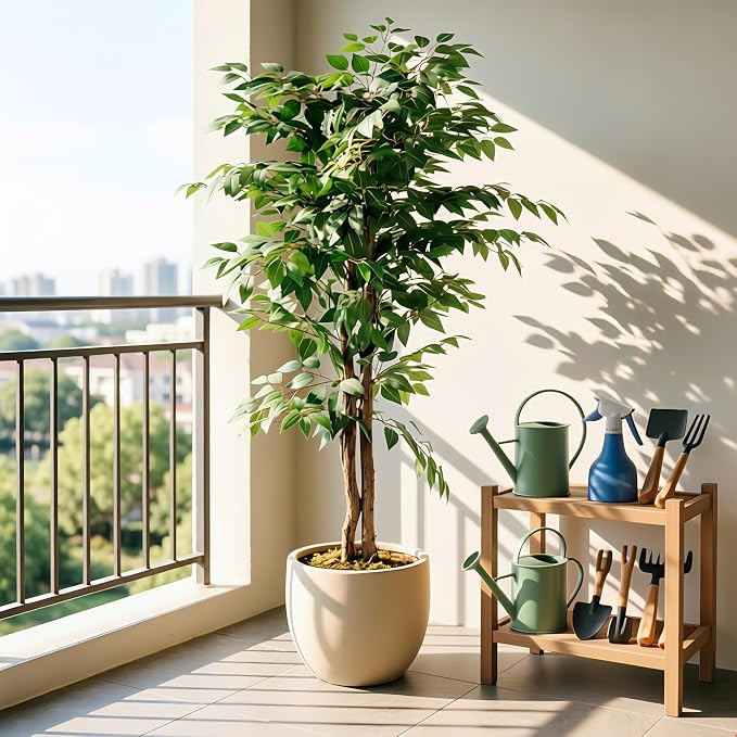 VECELO Ficus Tree Artificial 6 Feet, Tall Faux Tree in Pot, Fake Floor Plant with Realistic Tree ... | Amazon (US)