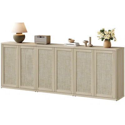 Consiglia 94.83'' Bohemian - Inspired Rattan Cabinet With Adjustable Shelves | Wayfair North America