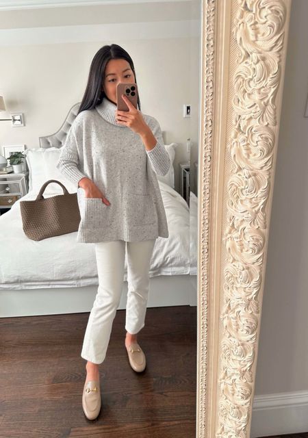50% off at Loft with code OMG // this petite poncho sweater is perfect for a casual work outfit or WFH

•Loft poncho xxs petite
•J.Crew pants 24P (note: mine are a prior year)
•Gucci miles 35.5 (also linked look for less)
•Naghedi bag

#petite

#LTKstyletip #LTKworkwear #LTKsalealert