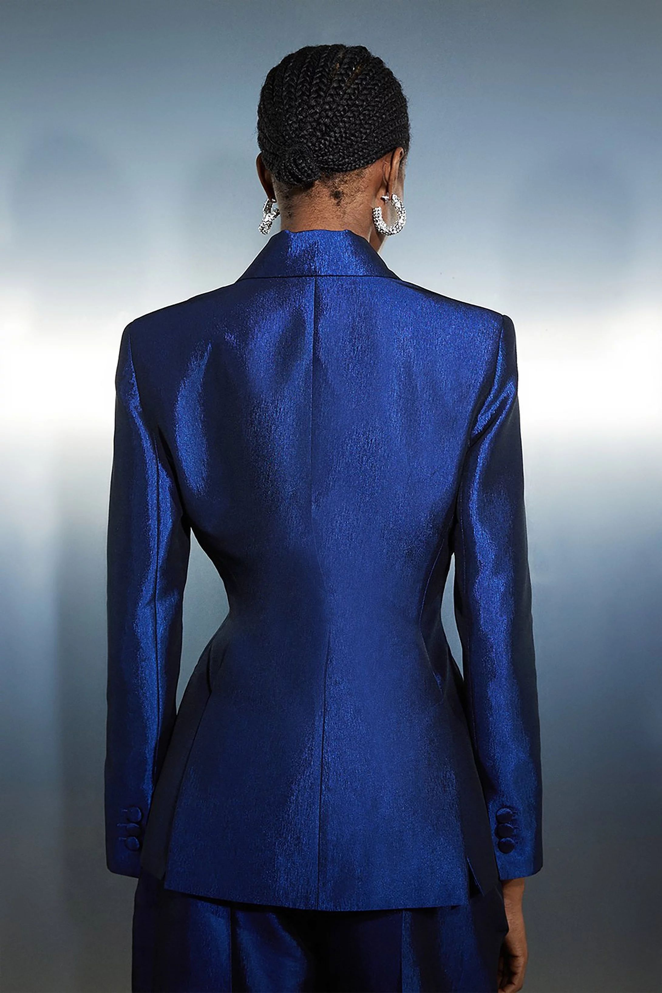 Asymmetric Metallic Tailored Blazer | Karen Millen UK + IE + DE + NL