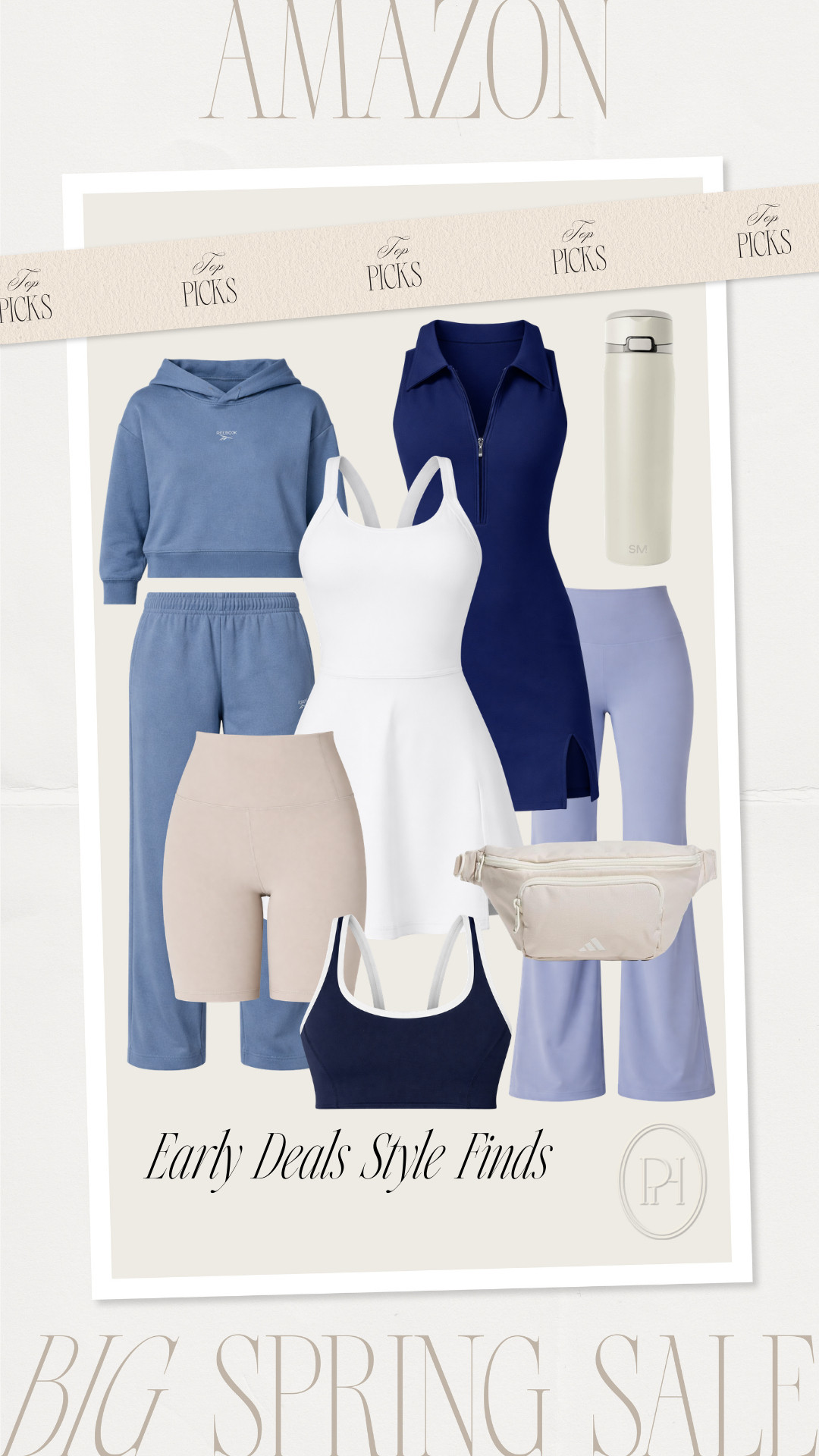 My top athleisure picks on deal early with Amazon's Big Spring Sale!

sweat suit, matching set, tavel outfit, blue hoodie, tennis dress, golf dress, tan bike shorts, white belt bag, white water bottle, navy blue sports bra, flared leggings, yoga pants, blue sweats, track suit, athletic wear, gym clothes, gym gear, workout gear 

 #LTKootd #LTKfitnessgoals #LTKSaleAlert