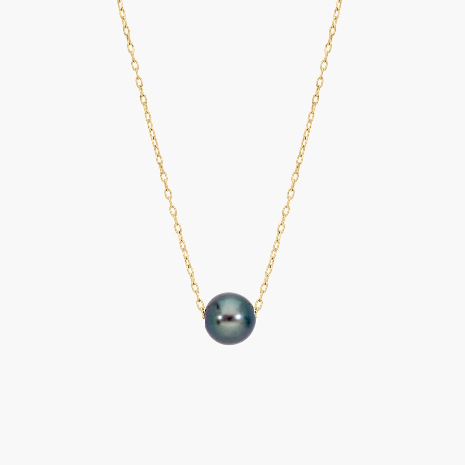 Black Freshwater Pearl Necklace in 14K Yellow Gold | Blue Nile