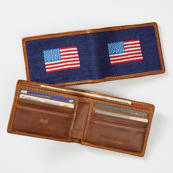 Smathers & Branson Needlepoint Wallet, American Flag | Mark and Graham
